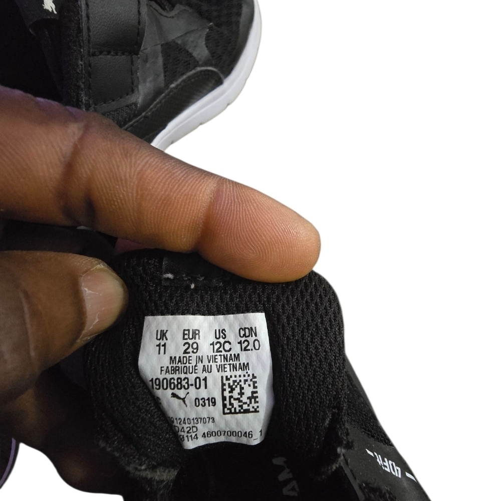 Puma Black Sneakers with Velcro Strap and Mesh Upper - Picture 3 of 8